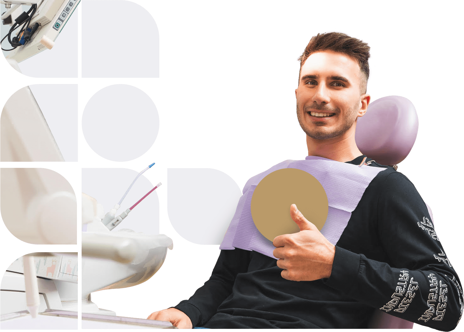 Zadowolony pacjent na zabiegu chirurgii stomatologicznej